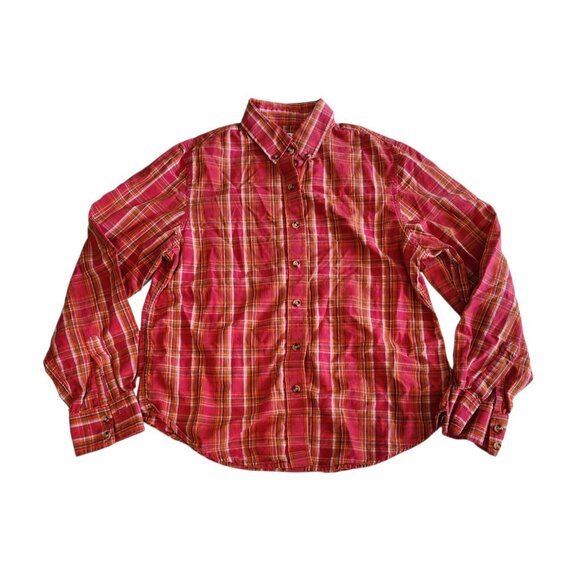 Crazy Cowgirl Shirt Button Up Red Plaid Western Long Sleeve Cotton Womens Medium - Picture 2 of 9